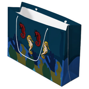 Seahorse Under The Sea Beach Coastal Birthday Large Gift Bag