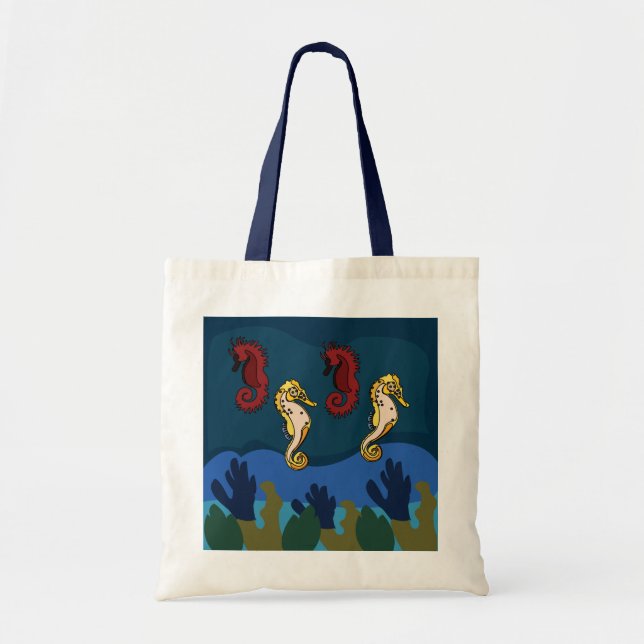 Seahorse Under The Sea Beach Coastal Tote Bag (Front)