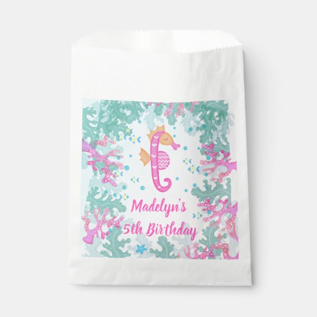 Seahorse Under The Sea Birthday Favor Bag (Front)