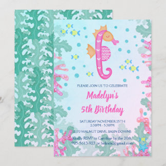 Seahorse Under The Sea Birthday Invitation