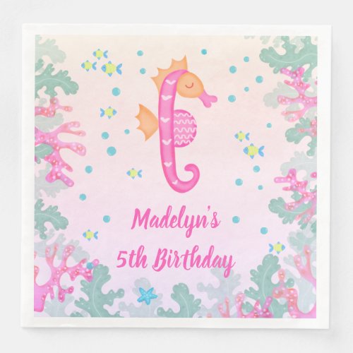 Seahorse Under The Sea Birthday Paper Dinner Napkins