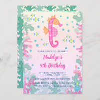 Seahorse Under The Sea Birthday Party Invitation