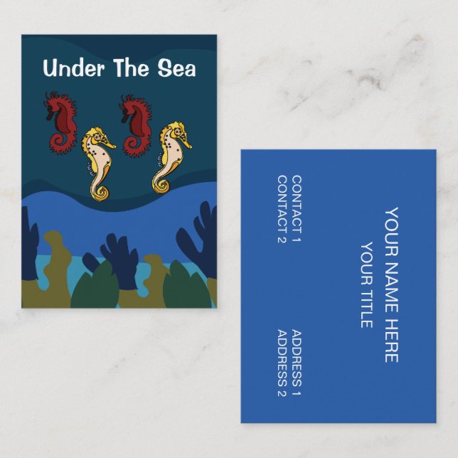 Seahorse Under The Sea Coastal Beach Business Card (Front/Back)