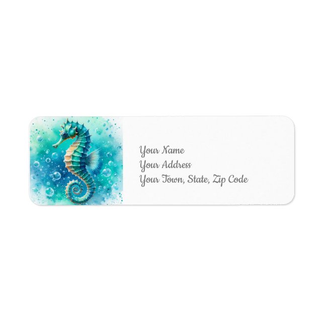 Seahorse Under the Sea Coastal Beach Label (Front)