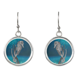 Seahorse under the water earrings