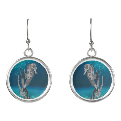 Seahorse under the water earrings