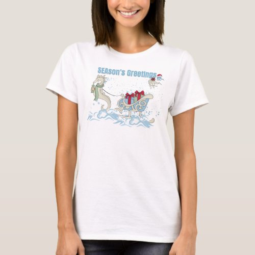 Seahorse Underwater Christmas T_Shirt