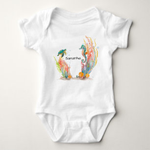 Seahorse Underwater Personalized Baby Bodysuit