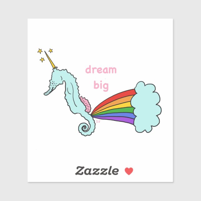 seahorse unicorn dream big sticker (Sheet)