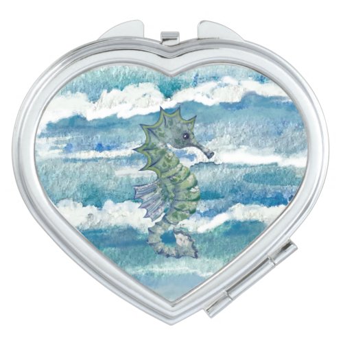 Seahorse watercolor  air freshener compact mirror