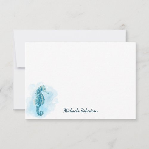 Seahorse Watercolor Ocean Personalized Note Card