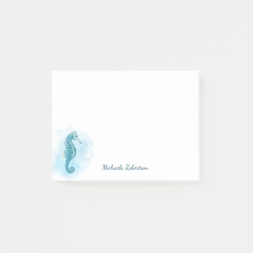 Seahorse Watercolor Ocean Personalized Post_it Notes