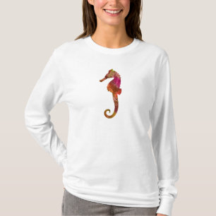 Seahorse Watercolor Silhouette Sea Horse Pink T-Shirt