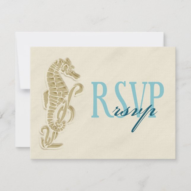 Seahorse Wedding RSVP Card (Front)