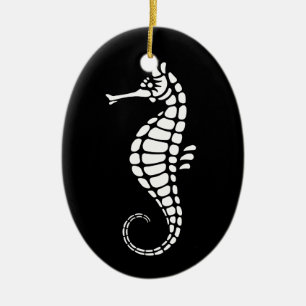 Seahorse White Ceramic Ornament