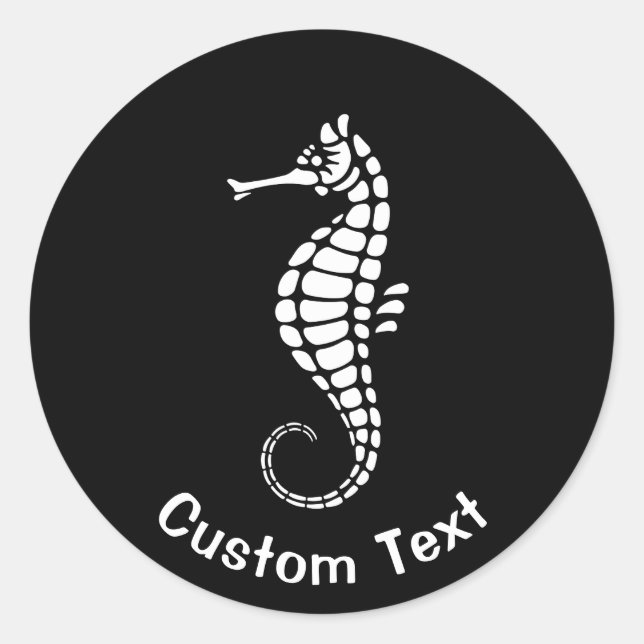 Seahorse White Classic Round Sticker (Front)