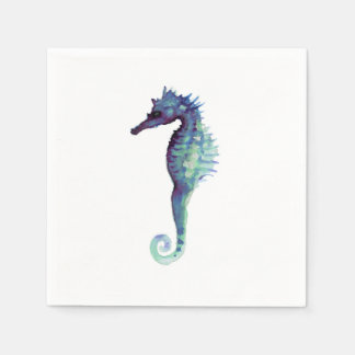 Seahorse white decorative paper napkins purple