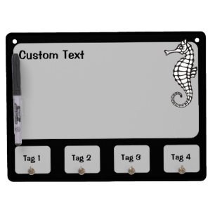 Seahorse White Dry Erase Board With Keychain Holder