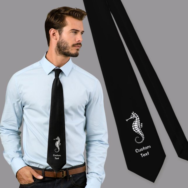 Seahorse White Neck Tie (Creator Uploaded)