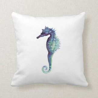 Seahorse white pillow purple seahorses watercolor