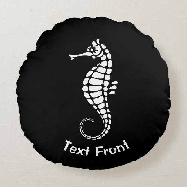 Seahorse White Round Pillow (Front)