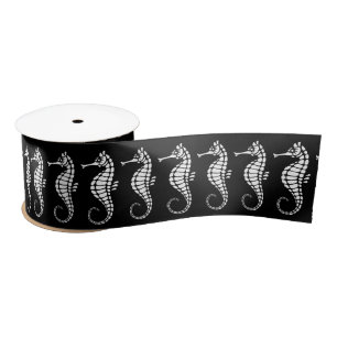 Seahorse White Satin Ribbon