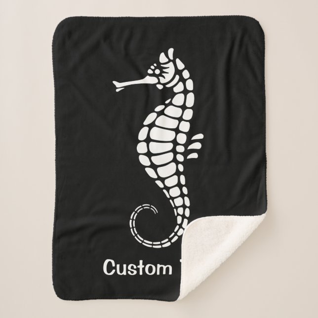 Seahorse White Sherpa Blanket (Front)