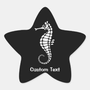 Seahorse White Star Sticker