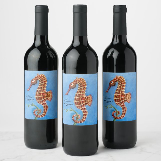 Seahorse Wine Label (Bottles)