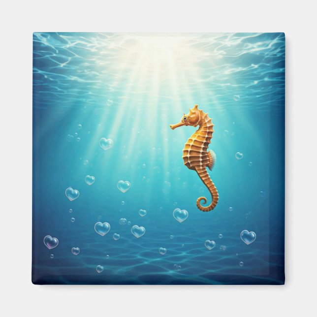 Seahorse with Heart bubbles Magnet (Front)