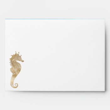 Seahorse With Watercolor Lining Wedding Envelope by Myweddingday at Zazzle