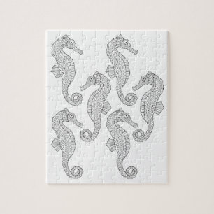 Seahorses Adult Coloring Puzzle