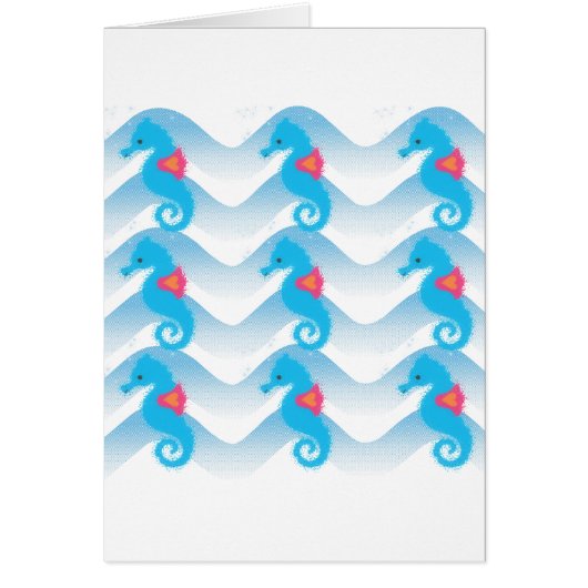 Seahorses And Blue Waves Pattern Cards (Front)