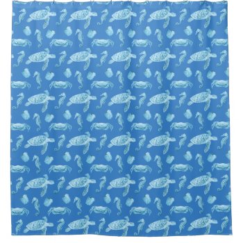 Seahorses And Sea Turtles Shower Curtain by BailOutIsland at Zazzle