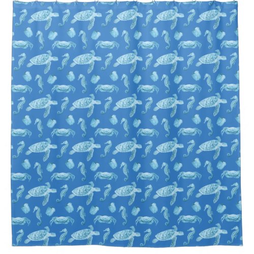 Seahorses and Sea Turtles Shower Curtain