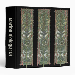 Seahorses and Seaweed, Vintage Art Nouveau 3 Ring Binder