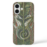 Seahorses and Seaweed, Vintage Art Nouveau iPhone 16 Case