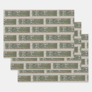 Seahorses and Seaweed, Vintage Art Nouveau Wrapping Paper Sheets