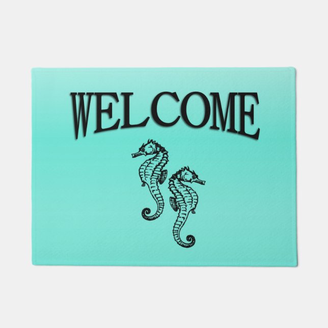 Seahorses Aqua Doormat (Front)
