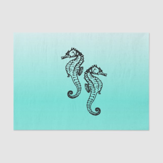 Seahorses Aqua Tissue Paper (Front)