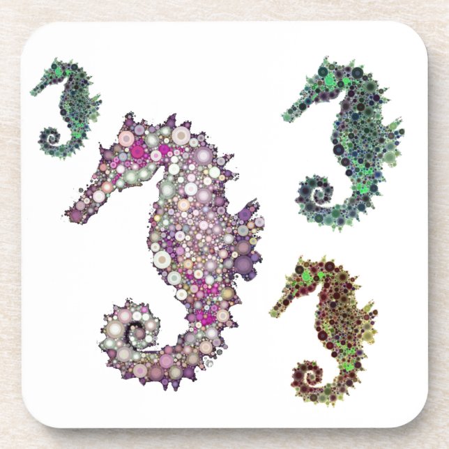 Seahorses Art by LeahG Beverage Coaster (Front)