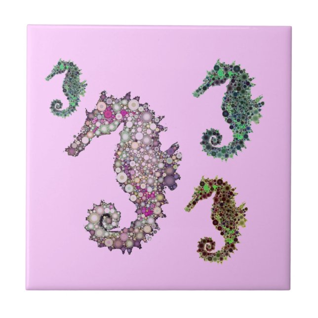 Seahorses Art by LeahG Ceramic Tile (Front)