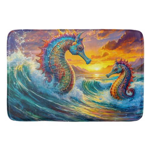 Seahorses At Sunset Design By Rich AMeN Gill Bath Mat