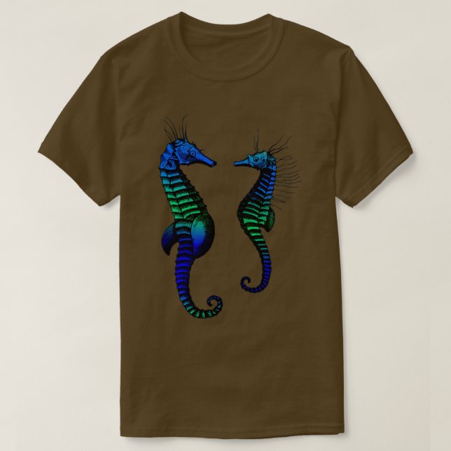 Seahorses by Linea Mallette Male and female couple T-Shirt (Design Front)