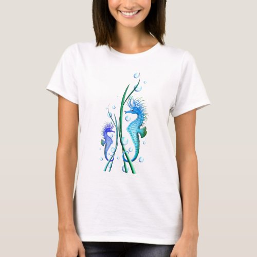 Seahorses Cartoon T_Shirt