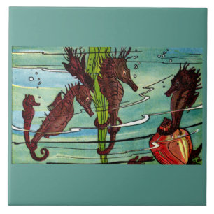 seahorses ceramic tile