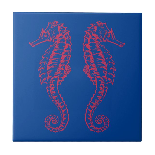 Seahorses Ceramic Tile (Front)