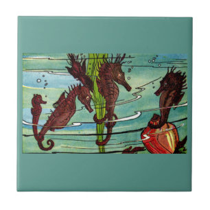 seahorses ceramic tile