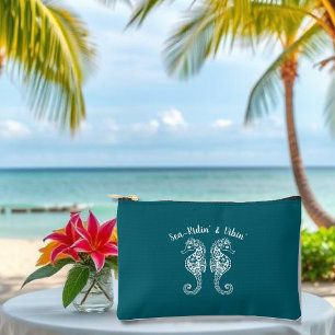 Seahorses-Fisherman Core-Hawaiian-Beach-Teal Accessory Pouch