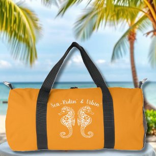 Seahorses-Fisherman Core-Hawaiian-Orange Duffle Bag